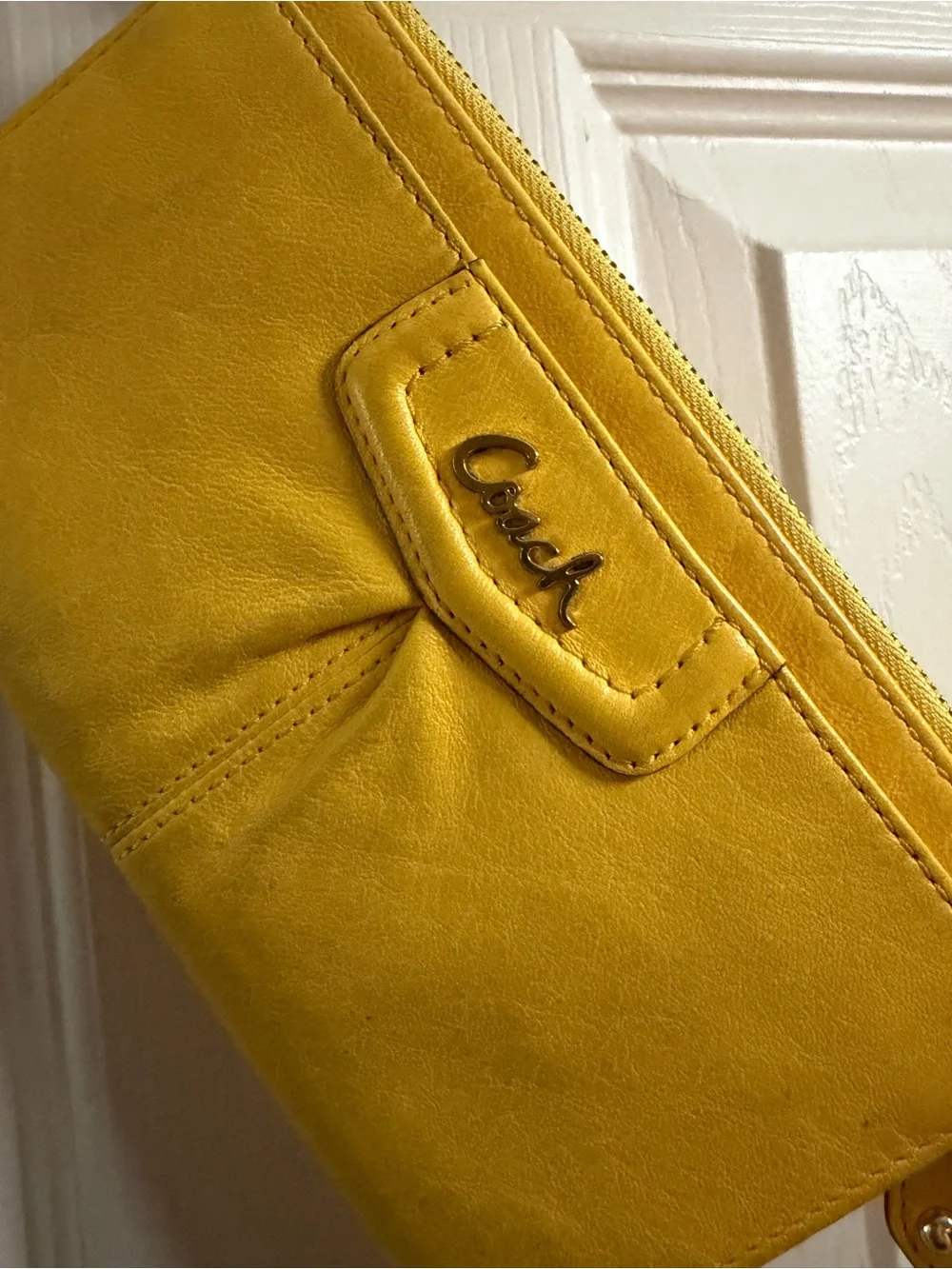 Coach Yellow Leather Wristlet Clutch